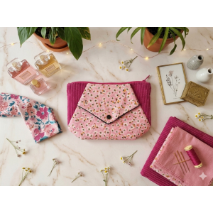 Pochette Mely - Rose, Fleurs de Cerisiers pour Liseuse ou Petite Pochette Beauté