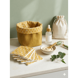 Panière et ses 10 lingettes lavables - Jaune Riad