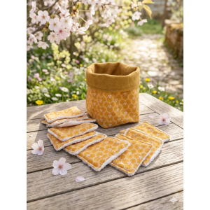 Panière et ses 10 lingettes lavables - Riad Jaune
