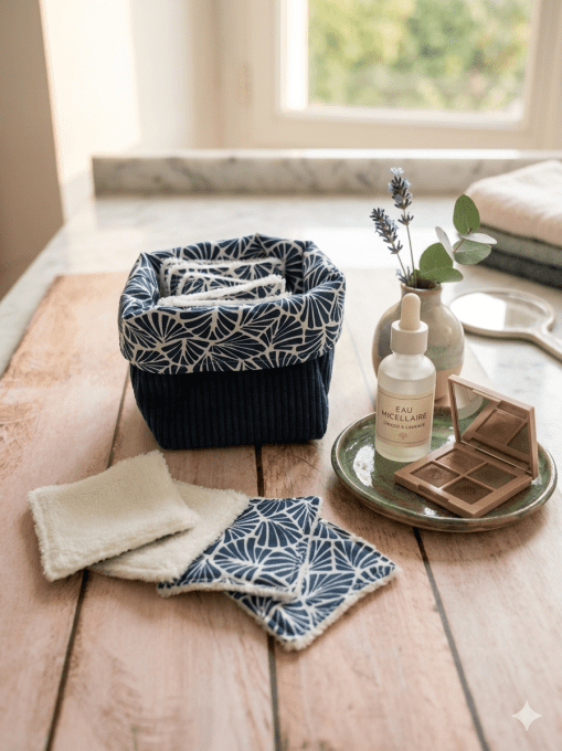 Panière et ses 10 lingettes lavables