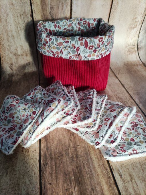 Panière et ses 10 lingettes lavables